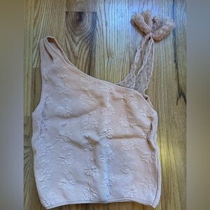 Zara Coral Lace One-Shoulder Top